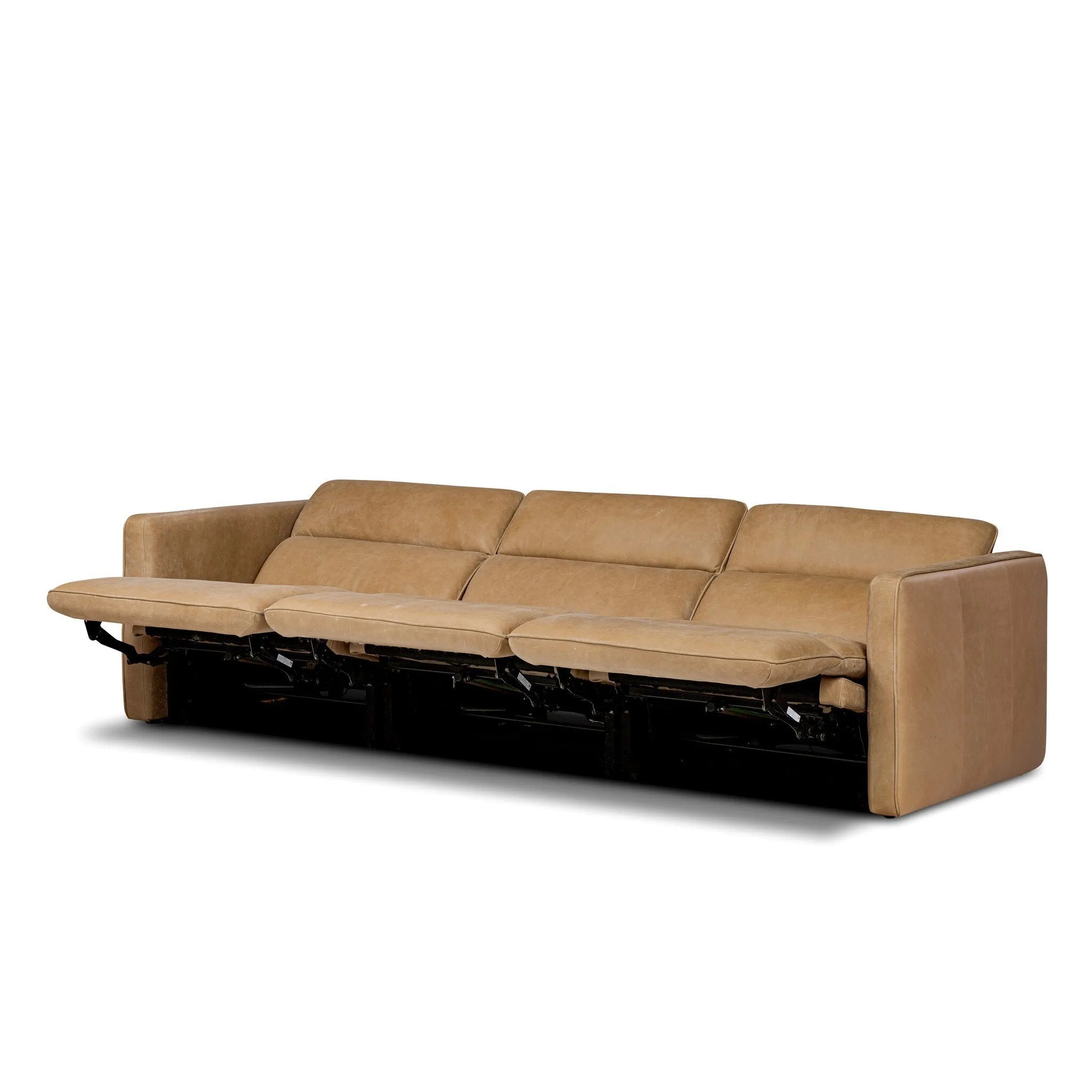 Recline and relax on this modern take on classic design. Chesterfield-style tufting runs along the sides of this smart recliner sofa. Customize your comfort level with the push of hidden buttons with pieces in our Power Motion collection. Sectional features straight arms with a medium to supportive sit and seat height. Amethyst Home provides interior design, new home construction design consulting, vintage area rugs, and lighting in the Los Angeles metro area.