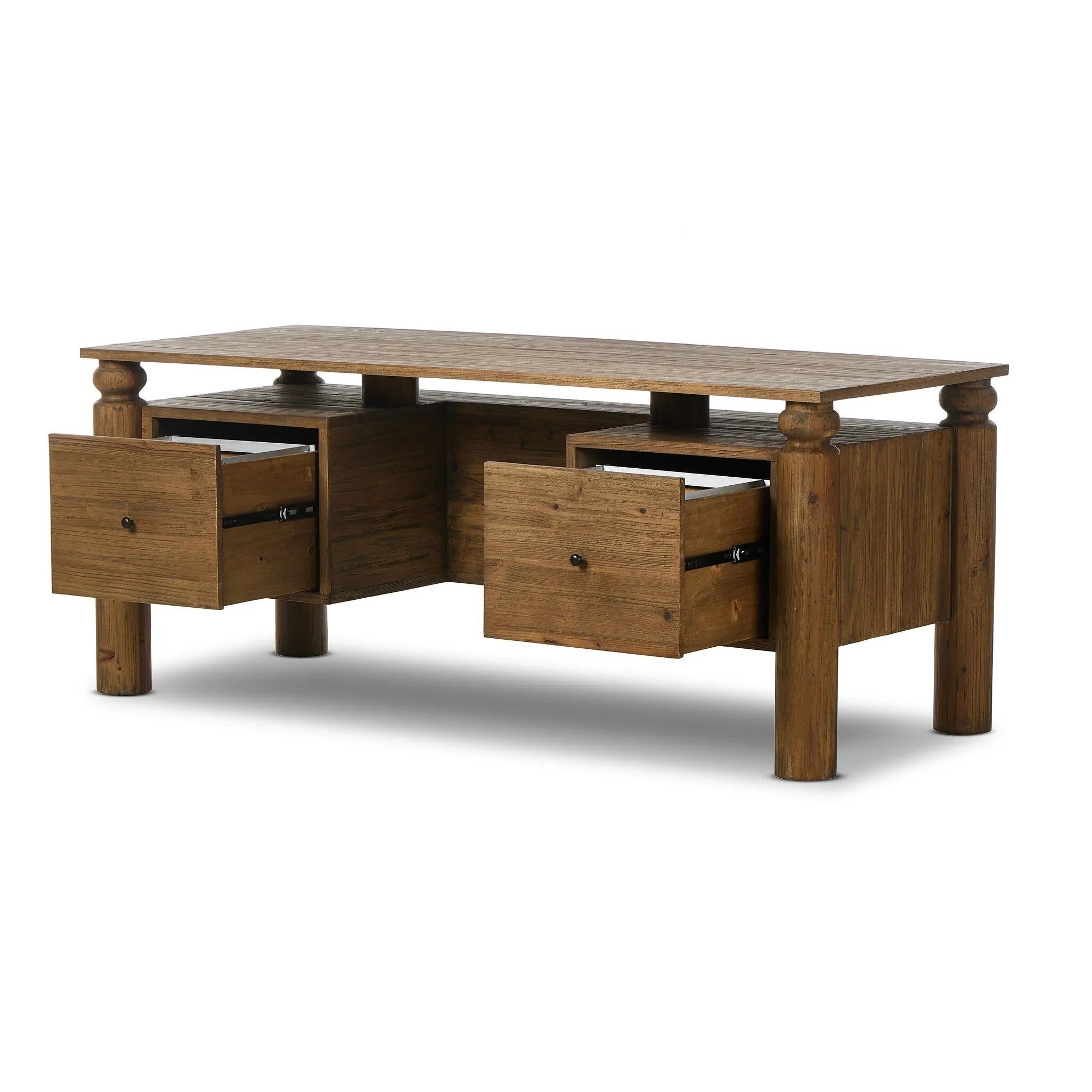 Featuring Kerrville Light Pine Desk by Four Hands at Amethyst Home. Crafted in light pine, this desk exudes rustic character with cylindrical legs and ample workspace. Equipped with doors, file drawers and shelves, it provides versatile storage solutions in a traditional design.
Overall Dimensions: 30.0" L x 75.0 " W x 30.5" H
Materials: Solid PineWeight: 209.6. Amethyst Home provides interior design, new home construction design consulting, vintage area rugs, and lighting in the Miami metro area.