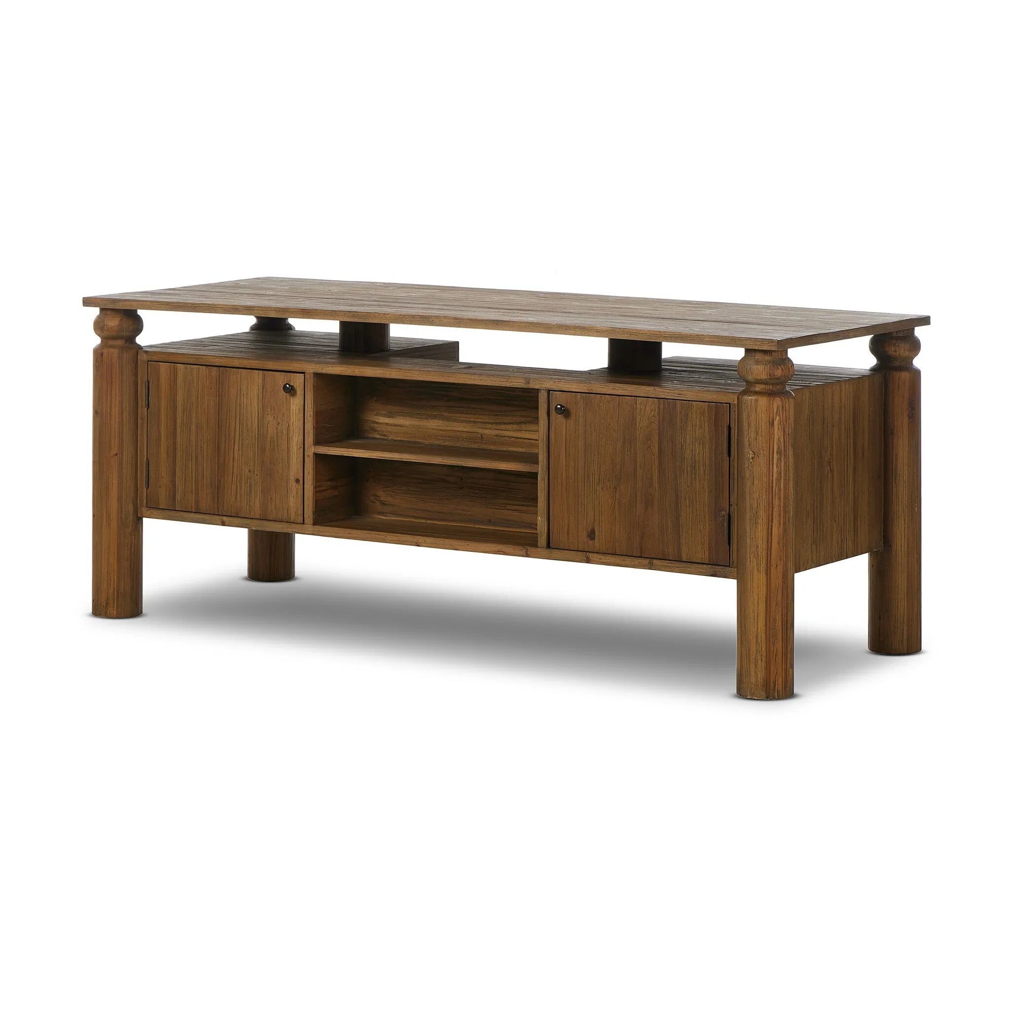 Featuring Kerrville Light Pine Desk by Four Hands at Amethyst Home. Crafted in light pine, this desk exudes rustic character with cylindrical legs and ample workspace. Equipped with doors, file drawers and shelves, it provides versatile storage solutions in a traditional design.
Overall Dimensions: 30.0" L x 75.0 " W x 30.5" H
Materials: Solid PineWeight: 209.6. Amethyst Home provides interior design, new home construction design consulting, vintage area rugs, and lighting in the Tampa metro area.