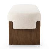 Featuring Kirby Alcala Cream Accent Bench by Four Hands at Amethyst Home. Style this modern accent bench just about anywhere. A cradle base of wire-brushed parawood supports a linen-like upholstered seat. Performance fabrics are specially created to withstand spills, stains, high traffic and wear, ensuring long-term comfort and unmatched durability.Overall Dime. Amethyst Home provides interior design, new home construction design consulting, vintage area rugs, and lighting in the Miami metro area.