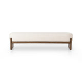 Featuring Kirby Alcala Cream Accent Bench by Four Hands at Amethyst Home. Style this modern accent bench just about anywhere. A cradle base of wire-brushed parawood supports a linen-like upholstered seat. Performance fabrics are specially created to withstand spills, stains, high traffic and wear, ensuring long-term comfort and unmatched durability.Over. Amethyst Home provides interior design, new home construction design consulting, vintage area rugs, and lighting in the Newport Beach metro area.