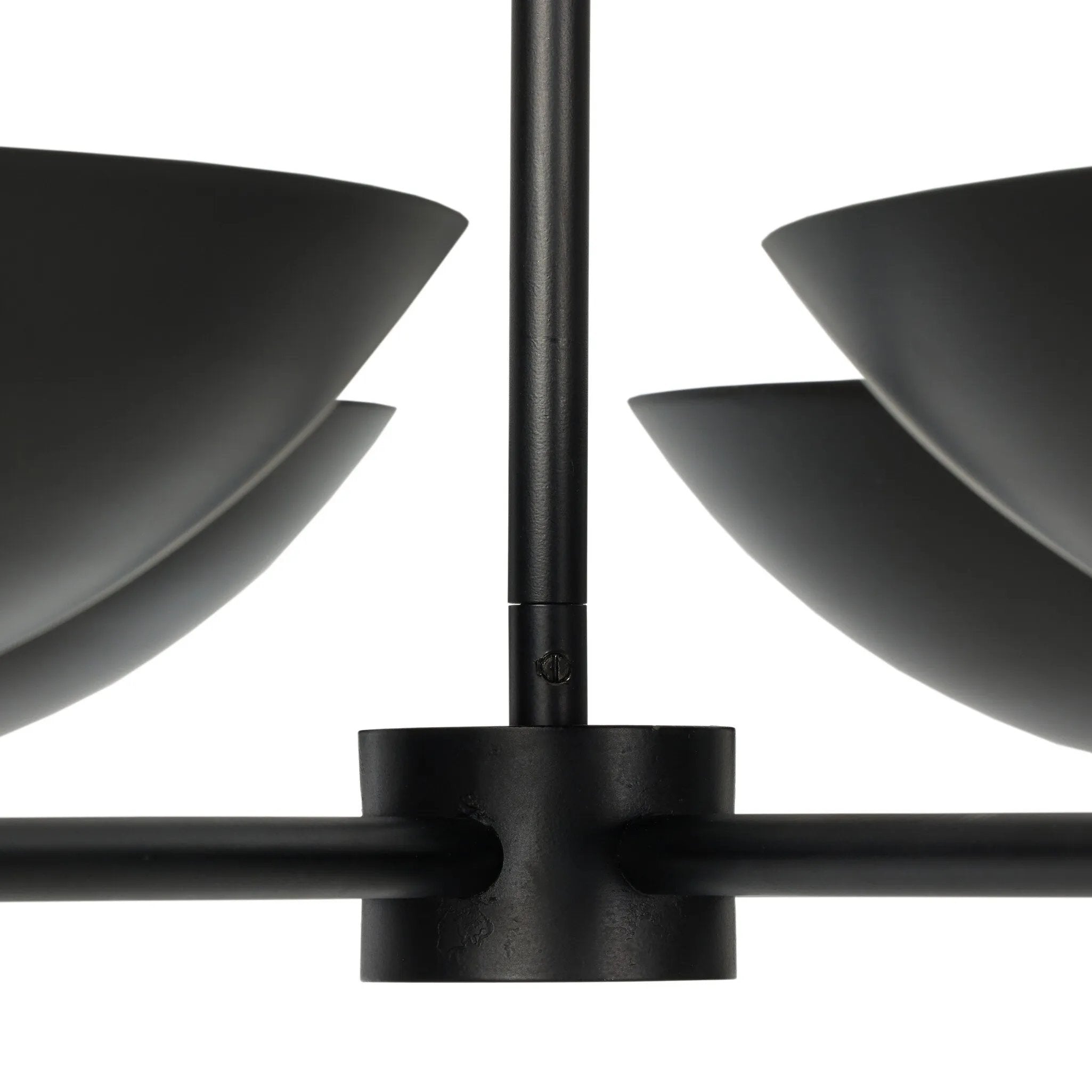 Featuring Klaus Jet Black Chandelier by Four Hands at Amethyst Home. Modern versatility shines in this chandelier, where aged brass domes cast ambient light atop a sleek matte black frame, ideal for various spaces and slanted ceilings.
Overall Dimensions: 41.0" L x 41.0 " W x 5.0" H
Collection: HuttonColors: Jet Black, Black CordMaterials: Iron, Thermoplast. Amethyst Home provides interior design, new home construction design consulting, vintage area rugs, and lighting in the Charlotte metro area.