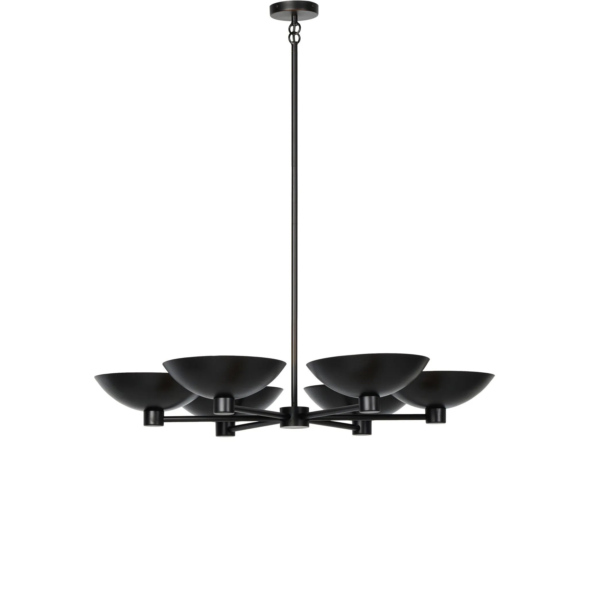 Featuring Klaus Jet Black Chandelier by Four Hands at Amethyst Home. Modern versatility shines in this chandelier, where aged brass domes cast ambient light atop a sleek matte black frame, ideal for various spaces and slanted ceilings.
Overall Dimensions: 41.0" L x 41.0 " W x 5.0" H
Collection: HuttonColors: Jet Black, Black CordMaterials: Iron, Thermoplas. Amethyst Home provides interior design, new home construction design consulting, vintage area rugs, and lighting in the Des Moines metro area.
