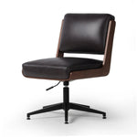 Featuring Landon Sonoma Black Armless Desk Chair by Four Hands at Amethyst Home. A nod to midcentury design, a molded wood frame veneered in rich walnut is paired with black top-grain leather cushions for maximum comfort. Height adjustable and 360-degree swivel function for ease in the workplace.
Overall Dimensions: 26.75" L x 20.5 " W x 34.0" H
Materials: Top. Amethyst Home provides interior design, new home construction design consulting, vintage area rugs, and lighting in the Austin metro area.