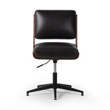 Featuring Landon Sonoma Black Armless Desk Chair by Four Hands at Amethyst Home. A nod to midcentury design, a molded wood frame veneered in rich walnut is paired with black top-grain leather cushions for maximum comfort. Height adjustable and 360-degree swivel function for ease in the workplace.
Overall Dimensions: 26.75" L x 20.5 " W x 34.0" H
Materials: . Amethyst Home provides interior design, new home construction design consulting, vintage area rugs, and lighting in the Calabasas metro area.