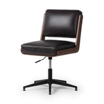 Featuring Landon Sonoma Black Armless Desk Chair by Four Hands at Amethyst Home. A nod to midcentury design, a molded wood frame veneered in rich walnut is paired with black top-grain leather cushions for maximum comfort. Height adjustable and 360-degree swivel function for ease in the workplace.
Overall Dimensions: 26.75" L x 20.5 " W x 34.0" H
Materials: To. Amethyst Home provides interior design, new home construction design consulting, vintage area rugs, and lighting in the Seattle metro area.