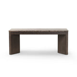 Featuring Lawson Brown Oak Veneer Desk by Four Hands at Amethyst Home. The traditional writing desk, elevated with mixed materials. Vein-rich marble tops an angular brown oak base, with two pencil drawers for storage. Overall Dimensions: 73.50"w x 28.00"d x 30.00"h. Amethyst Home provides interior design, new home construction design consulting, vintage area rugs, and lighting in the Tampa metro area.