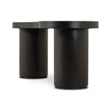 Featuring Leeds Ebony Veneer Desk by Four Hands at Amethyst Home. Substantial cylindrical legs support a kidney-shaped desk crafted in light black-finished oak veneer — a testament to form harmonizing with function.Overall Dimensions: 63.00"w x 31.50"d x 30.00"hWeight : 127.87 lbsMaterials: Oak Veneer. Amethyst Home provides interior design, new home construction design consulting, vintage area rugs, and lighting in the Boston metro area.
