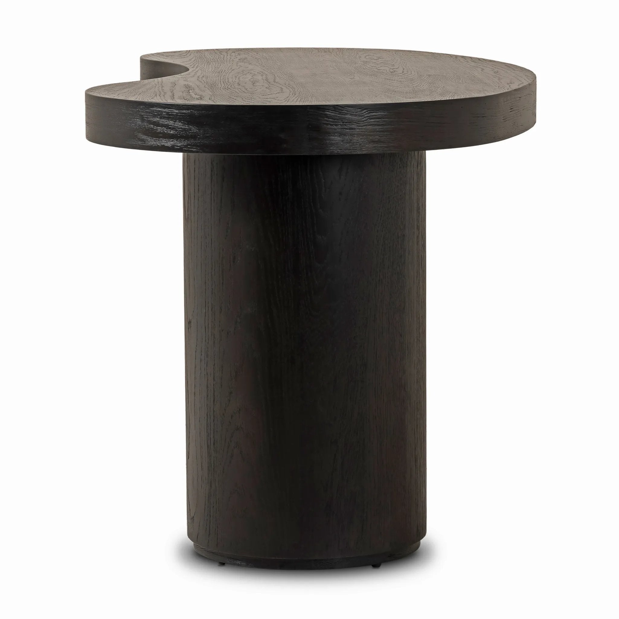 Featuring Leeds Ebony Veneer Desk by Four Hands at Amethyst Home. Substantial cylindrical legs support a kidney-shaped desk crafted in light black-finished oak veneer — a testament to form harmonizing with function.Overall Dimensions: 63.00"w x 31.50"d x 30.00"hWeight : 127.87 lbsMaterials: Oak Veneer. Amethyst Home provides interior design, new home construction design consulting, vintage area rugs, and lighting in the Kansas City metro area.