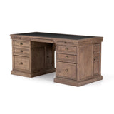 Featuring Lifestyle Sundried Ash Large Desk by Four Hands at Amethyst Home. Borrowing inspiration from the classic lawyer's desk with an inlaid leather top and French-inspired detailing. Finished in warm, sun-dried wheat tones with cast brass hardware, with dual file drawers for letter-sized documents.Overall Dimensions: 68.50"w x 31.00"d x 32.25"hWeight. Amethyst Home provides interior design, new home construction design consulting, vintage area rugs, and lighting in the Laguna Beach metro area.