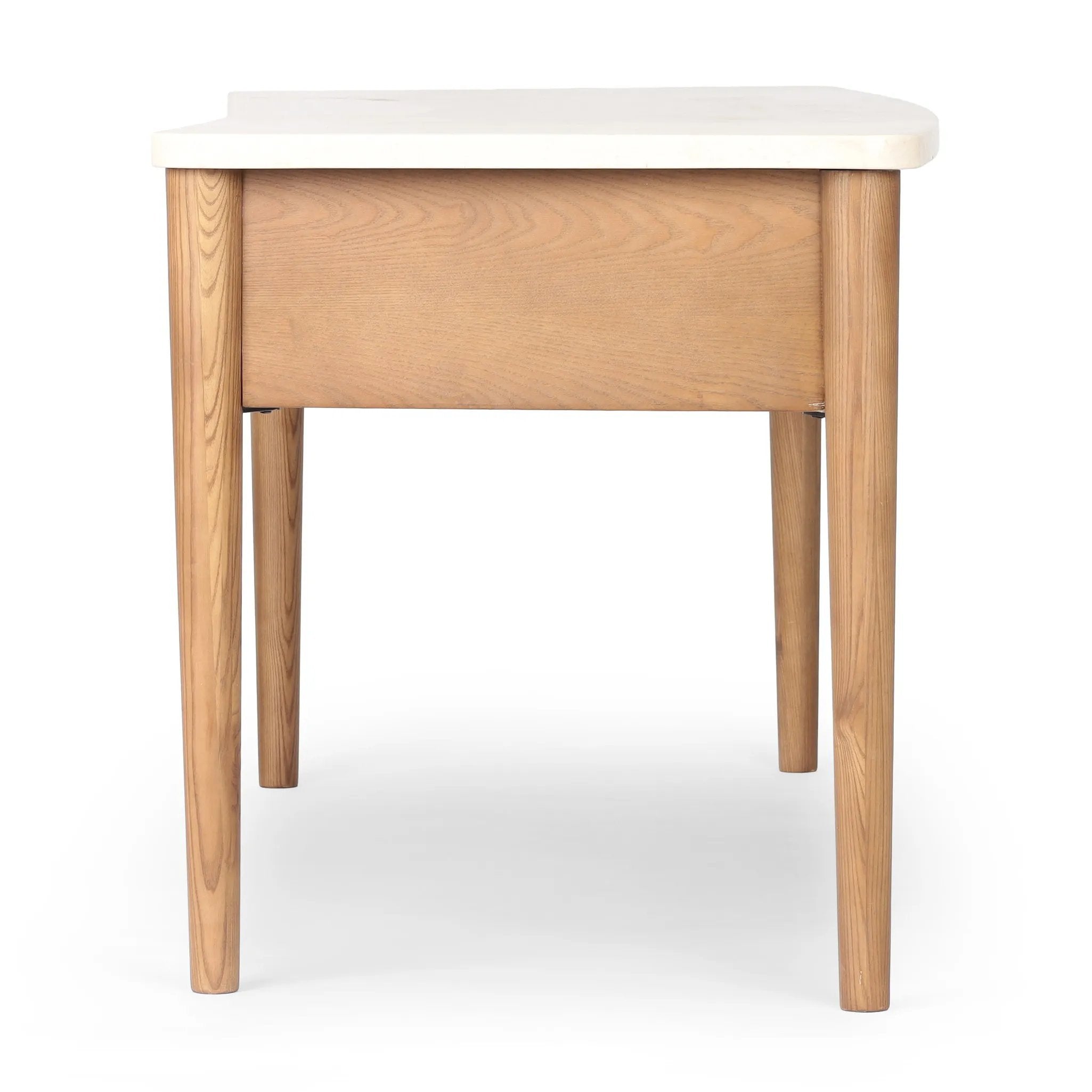 Featuring Lorna Amber Ash Veneer Desk by Four Hands at Amethyst Home. Set a light tone for your workspace with a material-driven desk of cream marble and amber ash. A clean, streamlined design with tapered cylinder legs and side drawers.Overall Dimensions: 70.00"w x 26.75"d x 30.00"hWeight : 208.33 lbsMaterials: Ash Veneer, Solid Ash, Solid Marble. Amethyst Home provides interior design, new home construction design consulting, vintage area rugs, and lighting in the Scottsdale metro area.