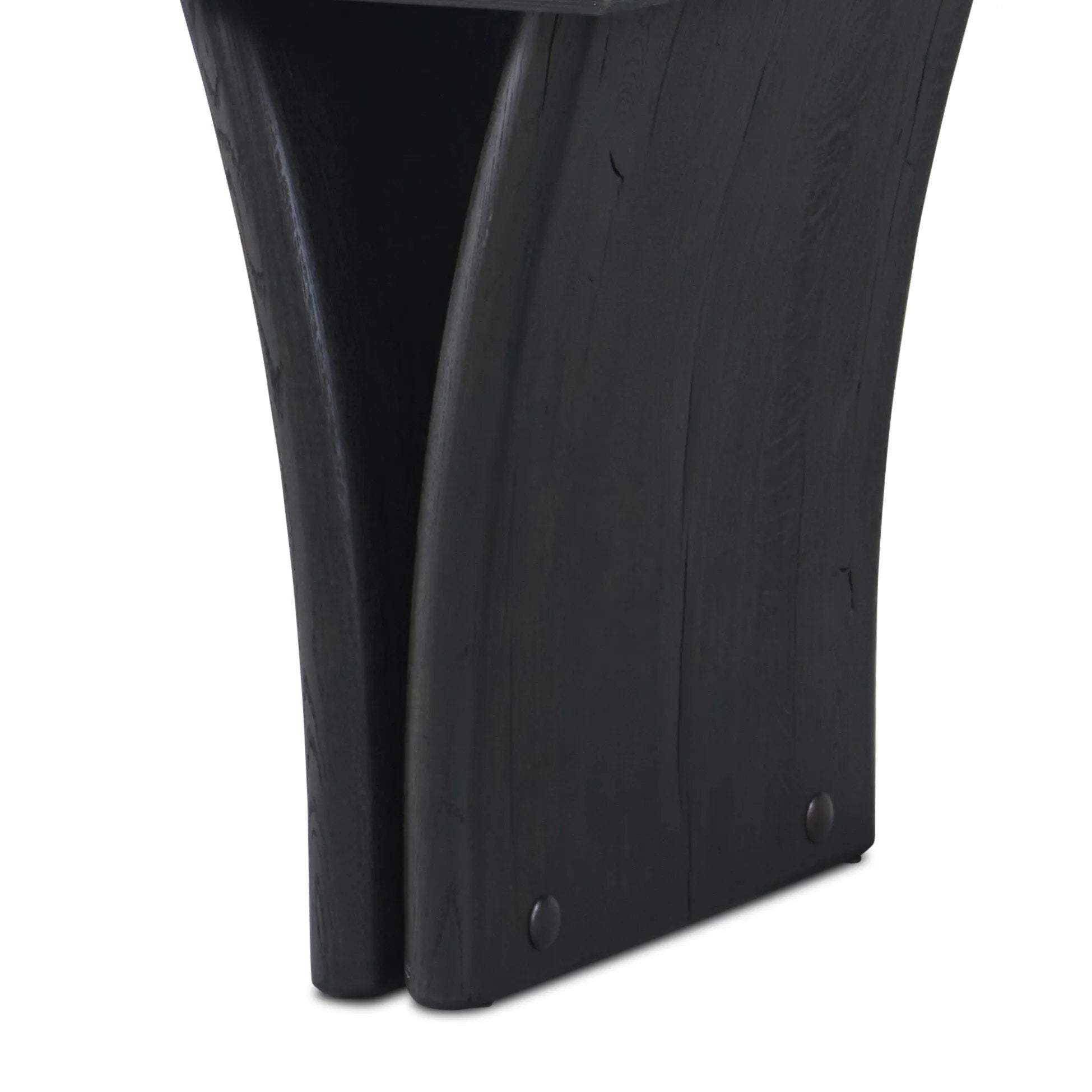 Designed by Thomas Bina and Ronald Sasson, a design partnership blending both modern minimalist and Brazilian influences. Grand-scale dining table is crafted from reclaimed French oak with tapered pedestal panels connected at the base. Seats 12 Amethyst Home provides interior design, new home construction design consulting, vintage area rugs, and lighting in the Tampa metro area.