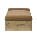 This statement-making chaise takes on an oversized shape-based silhouette, with a deep, chenille-upholstered seat and thick wood base. The subtly angled seating doubles as head support for a refined look, perfect as room dividing piece Amethyst Home provides interior design, new home construction design consulting, vintage area rugs, and lighting in the Los Angeles metro area.