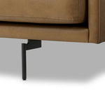 Featuring Melle Lipari Camel Sofa by Four Hands at Amethyst Home. A minimalist form to redefine contemporary seating. Made from tan top-grain leather with a slim profile, expert tailoring and plush cushions for comfort. Sleek metal legs and compact sizing make this piece a versatile anchor for smaller living spaces.Overall Dimensions: 87.50"w x 41.25"d x 33.00". Amethyst Home provides interior design, new home construction design consulting, vintage area rugs, and lighting in the Omaha metro area.