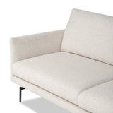 Featuring Melle Omari Natural 2-Piece Sectional by Four Hands at Amethyst Home. A minimalist form to redefine the contemporary sectional. Made from light, neutral high-performance with a slim profile, expert tailoring and plush cushions for comfort. Sleek metal legs and compact sizing make this piece a versatile anchor for smaller living spaces. Performance fa. Amethyst Home provides interior design, new home construction design consulting, vintage area rugs, and lighting in the Boston metro area.