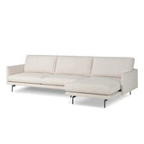 Featuring Melle Omari Natural 2-Piece Sectional by Four Hands at Amethyst Home. A minimalist form to redefine the contemporary sectional. Made from light, neutral high-performance with a slim profile, expert tailoring and plush cushions for comfort. Sleek metal legs and compact sizing make this piece a versatile anchor for smaller living spaces. Performan. Amethyst Home provides interior design, new home construction design consulting, vintage area rugs, and lighting in the Los Angeles metro area.
