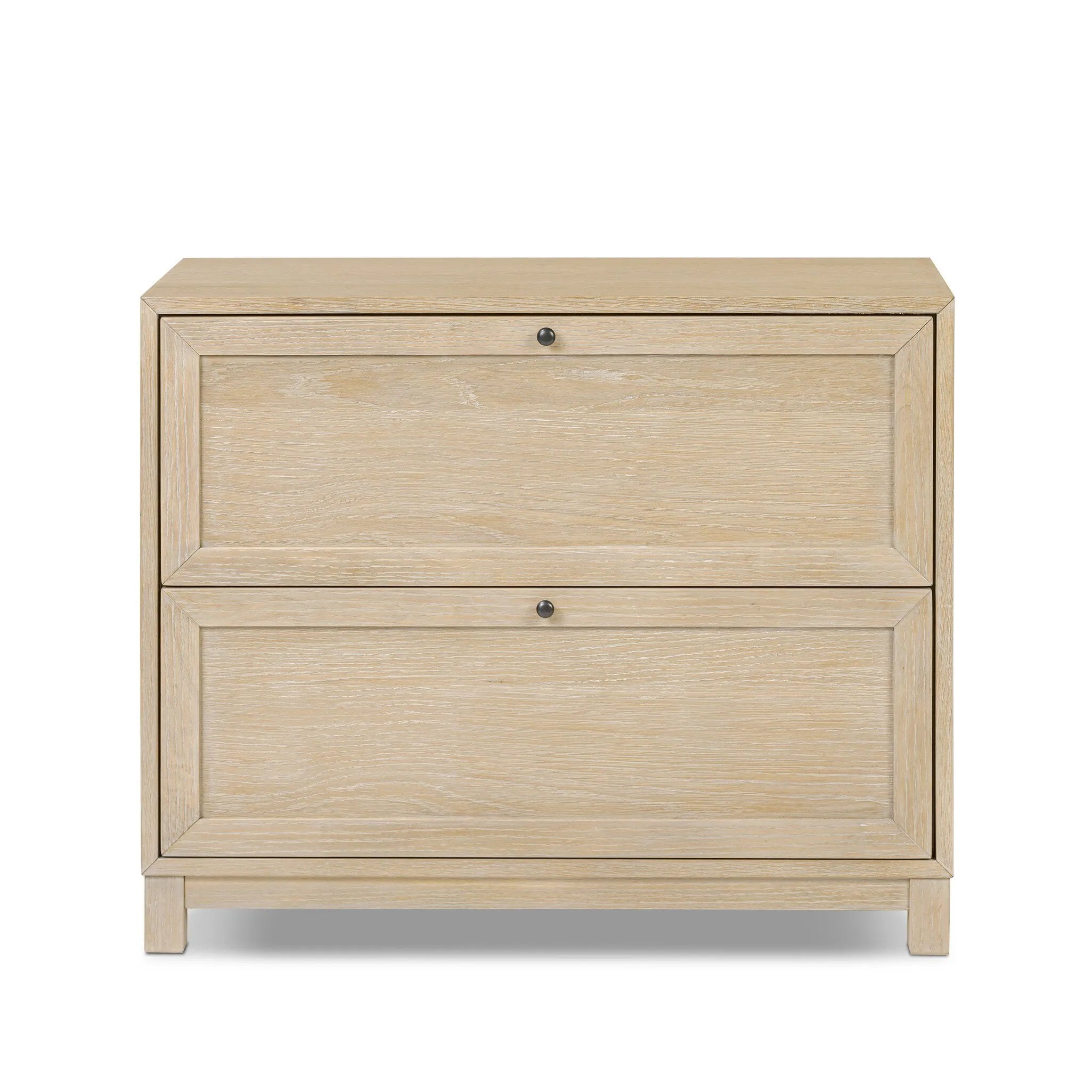 A light-finished oak veneer nightstand brings storage space to the bedside with two roomy drawers Amethyst Home provides interior design, new home construction design consulting, vintage area rugs, and lighting in the Charlotte metro area.