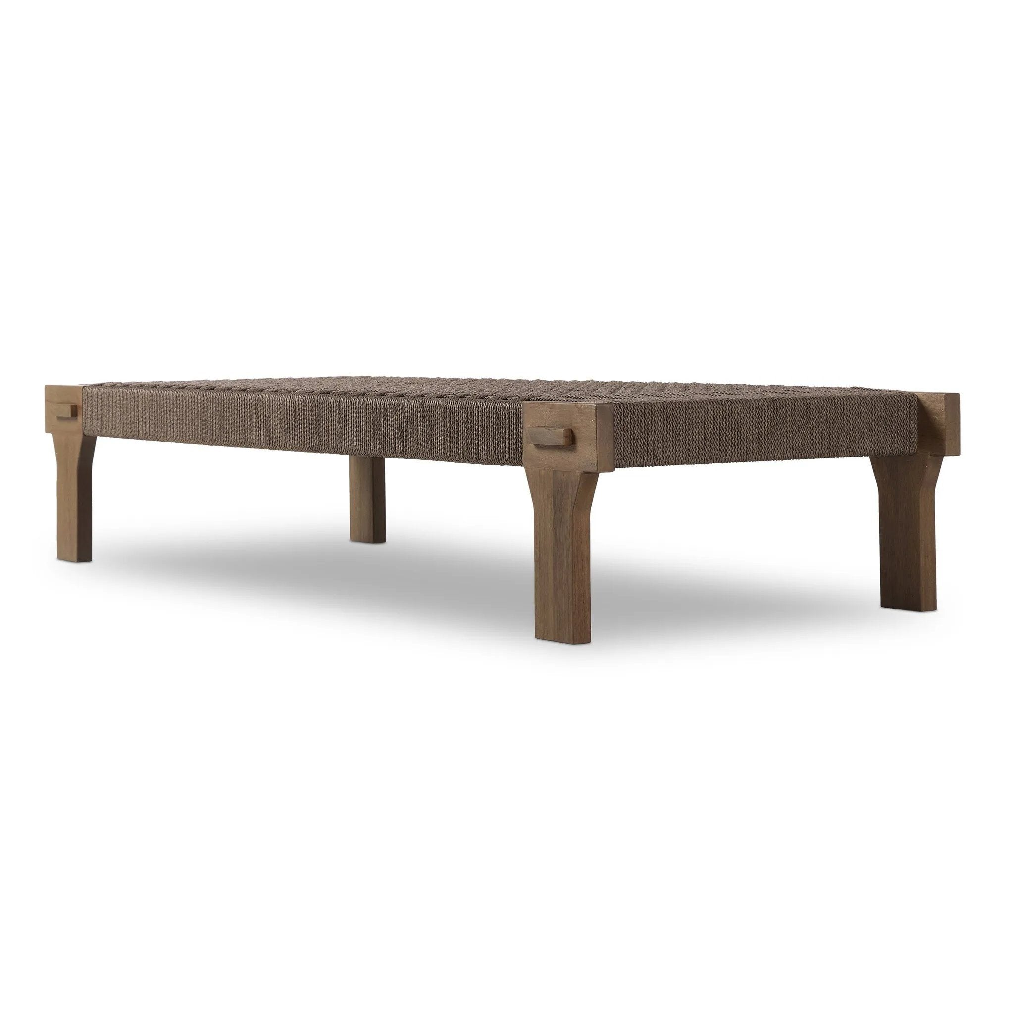 Featuring Moxie Stained Toasted Brown Outdoor Coffee Table by Four Hands at Amethyst Home. Create an outdoor space that transports you to far corners of the globe. Inspired by traditional designs found throughout Indonesia, this outdoor bench features a beautifully crafted frame made of FSC-certified solid teak with pull-through details and monochromatic w. Amethyst Home provides interior design, new home construction design consulting, vintage area rugs, and lighting in the Alpharetta metro area.