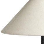 Featuring Neville Matte Black Cast Aluminum Table Lamp by Four Hands at Amethyst Home. Cast aluminum forms a candlestick-inspired base, accented with uniquely shaped legs. A tapered linen shade offers a sleek finishing detail.
Overall Dimensions: 16.0" L x 16.0 " W x 24.25" H
Materials: Aluminum, ThermoplasticWeight: 3.4 lbs. Amethyst Home provides interior design, new home construction design consulting, vintage area rugs, and lighting in the Dallas metro area.