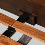 Featuring Nigel Rustic Brown Acacia Bed by Four Hands at Amethyst Home. Faux live edges elevate this slab-inspired bed made of rustic brown acacia. Rounded edges and inset legs soften an elongated silhouette. Platform-style base. Not compatible with adjustable frames.KingOverall Dimensions: 93.00"w x 88.00"d x 46.00"hWeight: 406.75 lbsQueenOverall Dimens. Amethyst Home provides interior design, new home construction design consulting, vintage area rugs, and lighting in the Laguna Beach metro area.