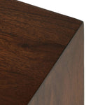 Featuring Nigel Rustic Brown Acacia Nightstand by Four Hands at Amethyst Home. A faux live edge lends natural character to the waterfall frame, its mitered corners enhancing the seamless silhouette. Soft volumes and thick proportions exude a sense of permanence, while chamfered drawer pulls add refined functionality. The warm wood tones celebrate acacia's rich . Amethyst Home provides interior design, new home construction design consulting, vintage area rugs, and lighting in the Tampa metro area.