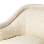 With elements of past eras at play, this updated Deco chair features a rounded back, sloped arms and a dramatic channel. The iron base and tapered legs support the cushiony seat — built with spring suspensions for long-lasting comfort. Amethyst Home provides interior design, new home construction design consulting, vintage area rugs, and lighting in the Newport Beach metro area.