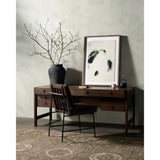 Featuring Oakley Dark Toasted Oak Veneer Desk by Four Hands at Amethyst Home. Made from warm-toasted oak, brass-finished bolt covers add an aesthetic element to a storage-driven desk. Eight drawers plus open shelving offer plenty of space for office staples.Overall Dimensions: 72.00"w x 32.00"d x 30.00"hWeight : 186.29 lbsMaterials: Oak Veneer. Amethyst Home provides interior design, new home construction design consulting, vintage area rugs, and lighting in the Des Moines metro area.