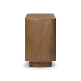 Seasoned brown acacia forms a pedestal base, bringing gentle curves to a classic dresser shape. Six drawers bring spacious storage to the bedroom Amethyst Home provides interior design, new home construction design consulting, vintage area rugs, and lighting in the Dallas metro area.