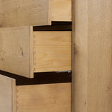 Light, worn oak forms a pedestal base, bringing gentle curves to a classic dresser shape. Six drawers bring spacious storage to the bedroom Amethyst Home provides interior design, new home construction design consulting, vintage area rugs, and lighting in the Omaha metro area.