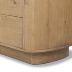 Light, worn oak forms a pedestal base, bringing gentle curves to a classic dresser shape. Six drawers bring spacious storage to the bedroom Amethyst Home provides interior design, new home construction design consulting, vintage area rugs, and lighting in the Scottsdale metro area.