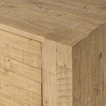 Beauty in simplicity. A clean, spacious six-drawer dresser of blonde-finished pine can be styled into a wide range of styles thanks to its neutral versatility Amethyst Home provides interior design, new home construction design consulting, vintage area rugs, and lighting in the Alpharetta metro area.