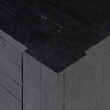 Beauty in simplicity. A clean cube of aged black-finished pine can be styled into a wide range of styles and spaces Amethyst Home provides interior design, new home construction design consulting, vintage area rugs, and lighting in the Miami metro area.