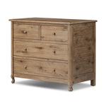 A classic chest stores in everlasting style. Crafted with heavy weathered oak with natural cracks and graining, the front has beading around the drawers for an heirloom appeal. It's finished in a tonal brown, with turned wood hardware Amethyst Home provides interior design, new home construction design consulting, vintage area rugs, and lighting in the Houston metro area.