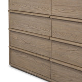 Rounded corners soften the straight-edged look of this 10-drawer dresser, crafted from natural oak in a warm grey finish. Wide smooth-gliding drawers are fully finished on the inside Amethyst Home provides interior design, new home construction design consulting, vintage area rugs, and lighting in the Winter Garden metro area.
