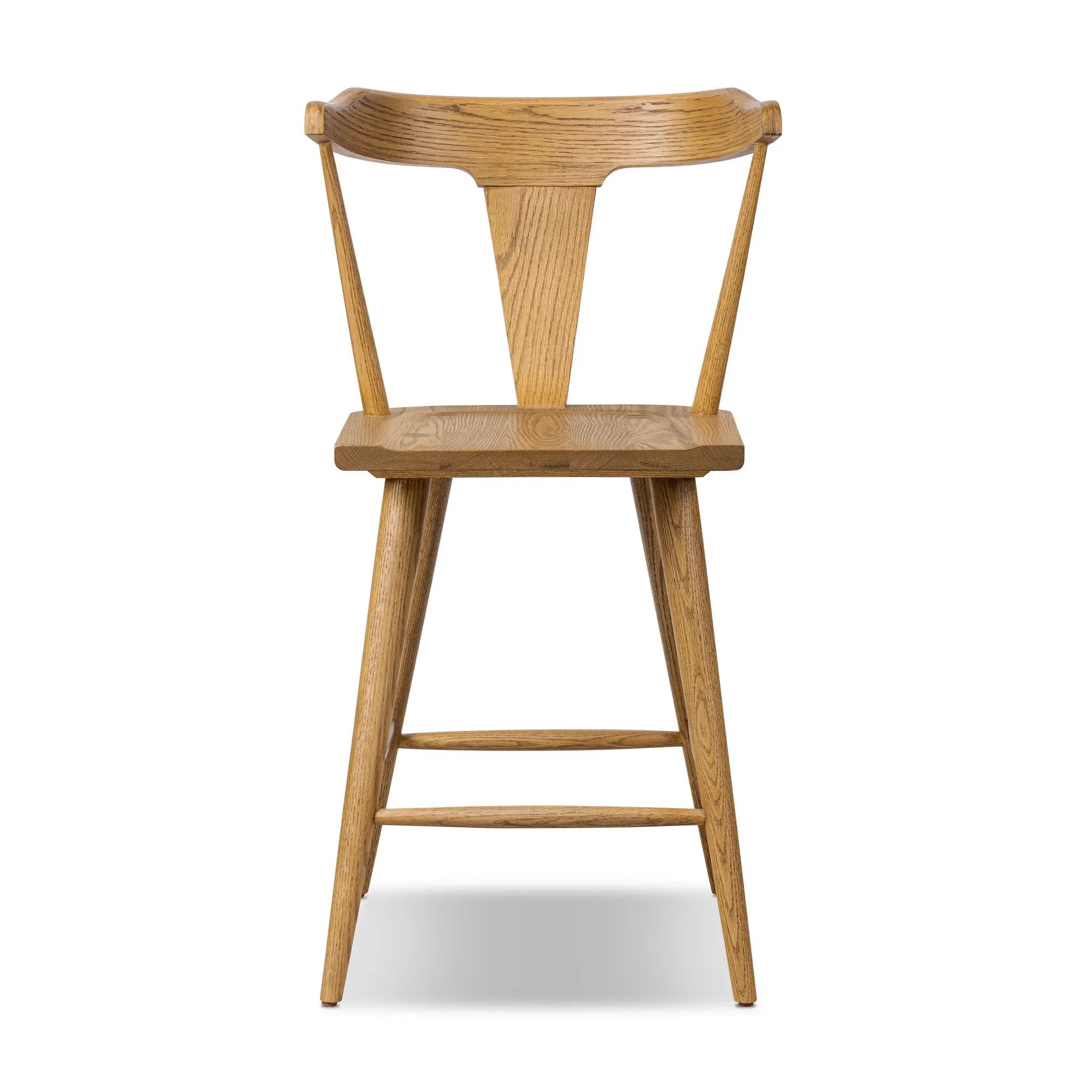 Featuring Ripley Sandy Oak Bar + Counter Stool by Four Hands at Amethyst Home. A fresh, bar-style take on mid-century Windsor seating, featuring a bowed, sculptural silhouette and soft black finish to highlight the natural grain of weathered oak.Bar StoolOverall Dimensions: 20.50"w x 20.50"d x 42.50"hWeight: 17.64 lbsCounter StoolOverall Dimensions: 20.50"w x . Amethyst Home provides interior design, new home construction design consulting, vintage area rugs, and lighting in the Boston metro area.