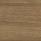 Rounded, chunky dowel legs in an amber oak finish frame the tan top-grain leather headboard of this simple-but-striking bed frame Amethyst Home provides interior design, new home construction design consulting, vintage area rugs, and lighting in the San Diego metro area.