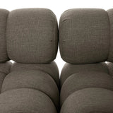 Featuring Roma Alessi Fawn Outdoor 3-Piece Sectional by Four Hands at Amethyst Home. A modern take on mid-century Italian design, soft volume and exaggerated proportions fuse for a sculpted look and playful feel. Atop a plinth-style teak base, outdoor-friendly three-piece sectional with ottoman features dramatic tufting for a padded sit, indoors and out. Cover . Amethyst Home provides interior design, new home construction design consulting, vintage area rugs, and lighting in the Miami metro area.