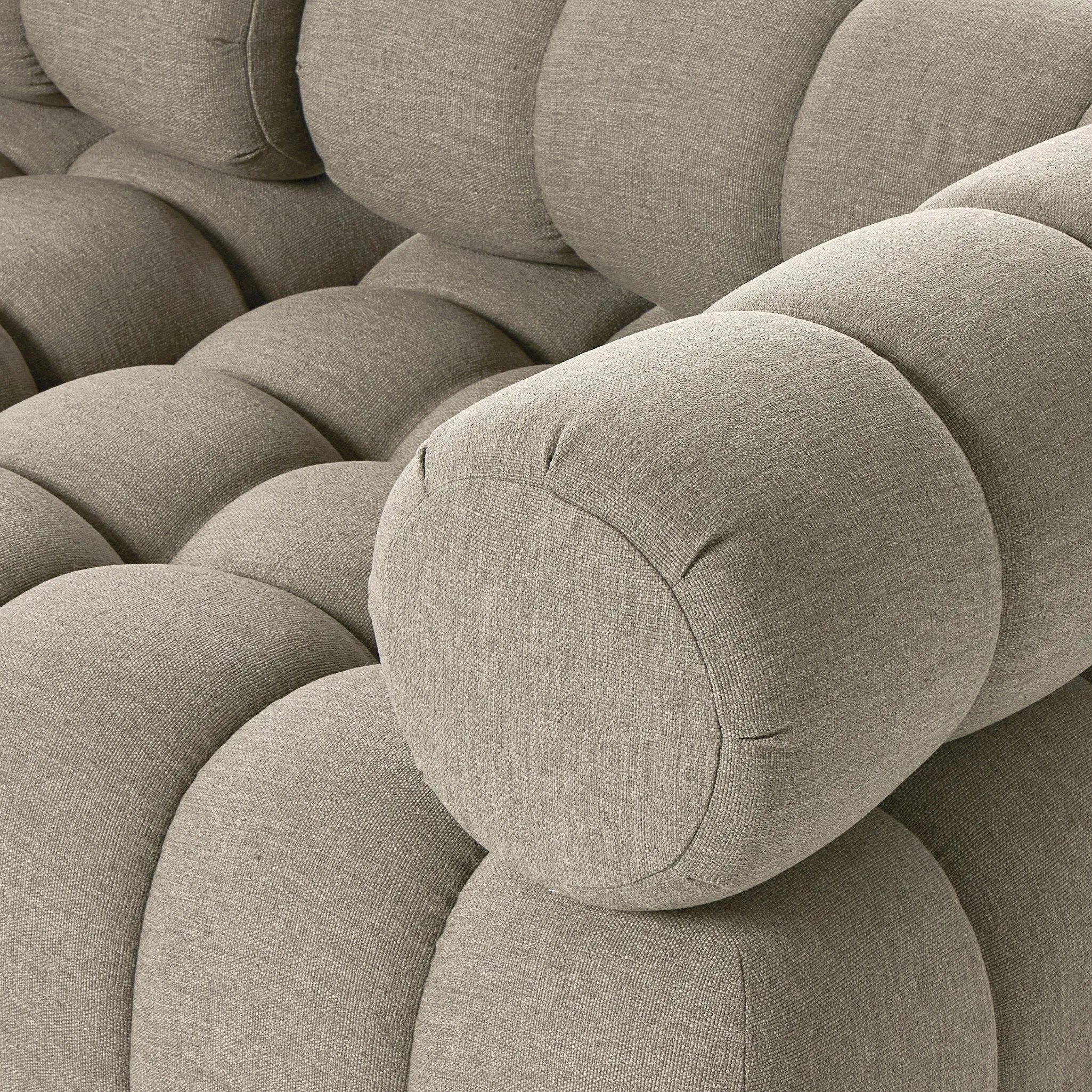 Featuring Roma Alessi Fawn Outdoor 5-Piece Sectional by Four Hands at Amethyst Home. A modern take on mid-century Italian design, soft volume and exaggerated proportions fuse for a sculpted look and playful feel. Atop a plinth-style teak base, outdoor-friendly five-piece sectional features dramatic tufting for a padded sit, indoors and out. Sustainably made. Amethyst Home provides interior design, new home construction design consulting, vintage area rugs, and lighting in the Park City metro area.