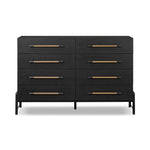 Featuring Rosedale Ebony Oak Veneer 8 Drawer Dresser by Four Hands at Amethyst Home. Introducing the Rosedale Ebony Oak Veneer 8 Drawer Dresser - the epitome of luxury and sophistication. With its sleek ebony oak veneer finish and 8 spacious drawers, this dresser is the perfect addition to any elegant bedroom. Organize your clothes and elevate your decor w. Amethyst Home provides interior design, new home construction design consulting, vintage area rugs, and lighting in the Alpharetta metro area.