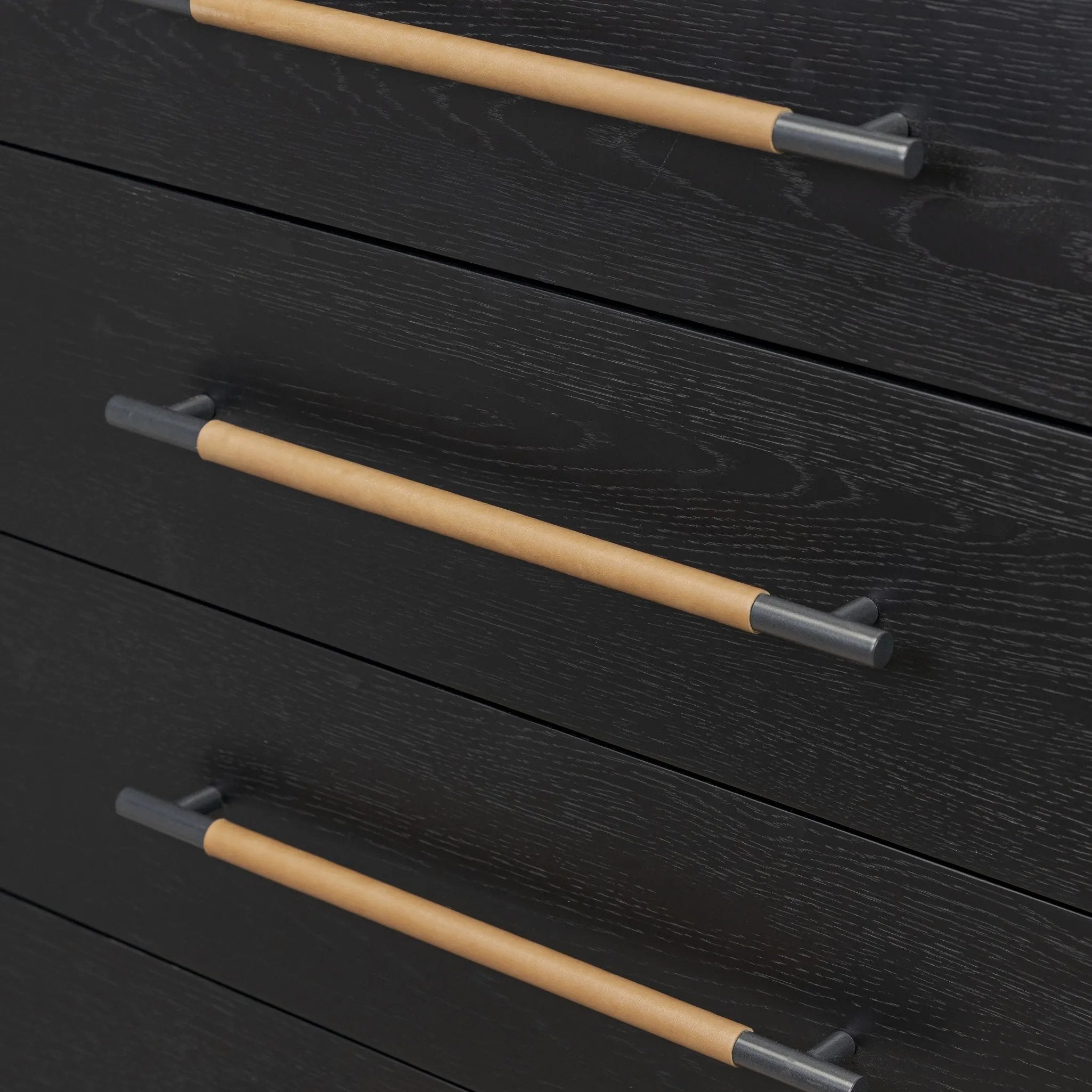 Featuring Rosedale Ebony Oak Veneer 8 Drawer Dresser by Four Hands at Amethyst Home. Introducing the Rosedale Ebony Oak Veneer 8 Drawer Dresser - the epitome of luxury and sophistication. With its sleek ebony oak veneer finish and 8 spacious drawers, this dresser is the perfect addition to any elegant bedroom. Organize your clothes and elevate your decor w. Amethyst Home provides interior design, new home construction design consulting, vintage area rugs, and lighting in the Washington metro area.