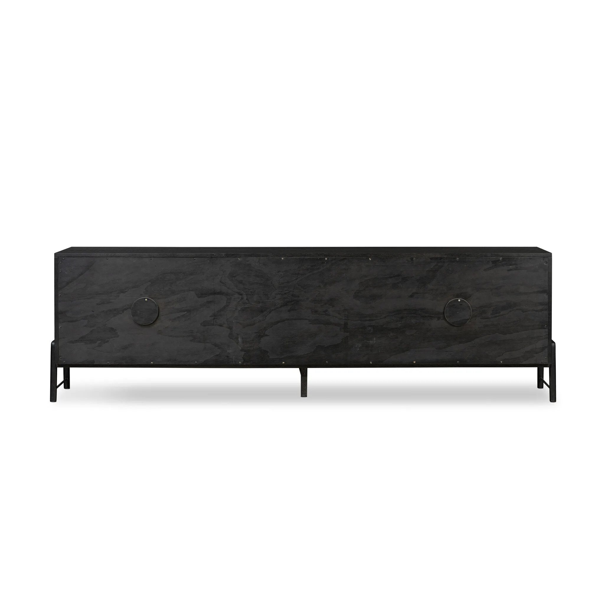 Featuring Rosedale Ebony Oak Veneer Media Console by Four Hands at Amethyst Home. This Rosedale Ebony Oak Veneer Media Console is the perfect addition to any media room or living space. Made with high-quality materials and a sleek design, this media console provides ample storage for all of your media devices. With its ebony oak veneer finish, it is both styli. Amethyst Home provides interior design, new home construction design consulting, vintage area rugs, and lighting in the Boston metro area.