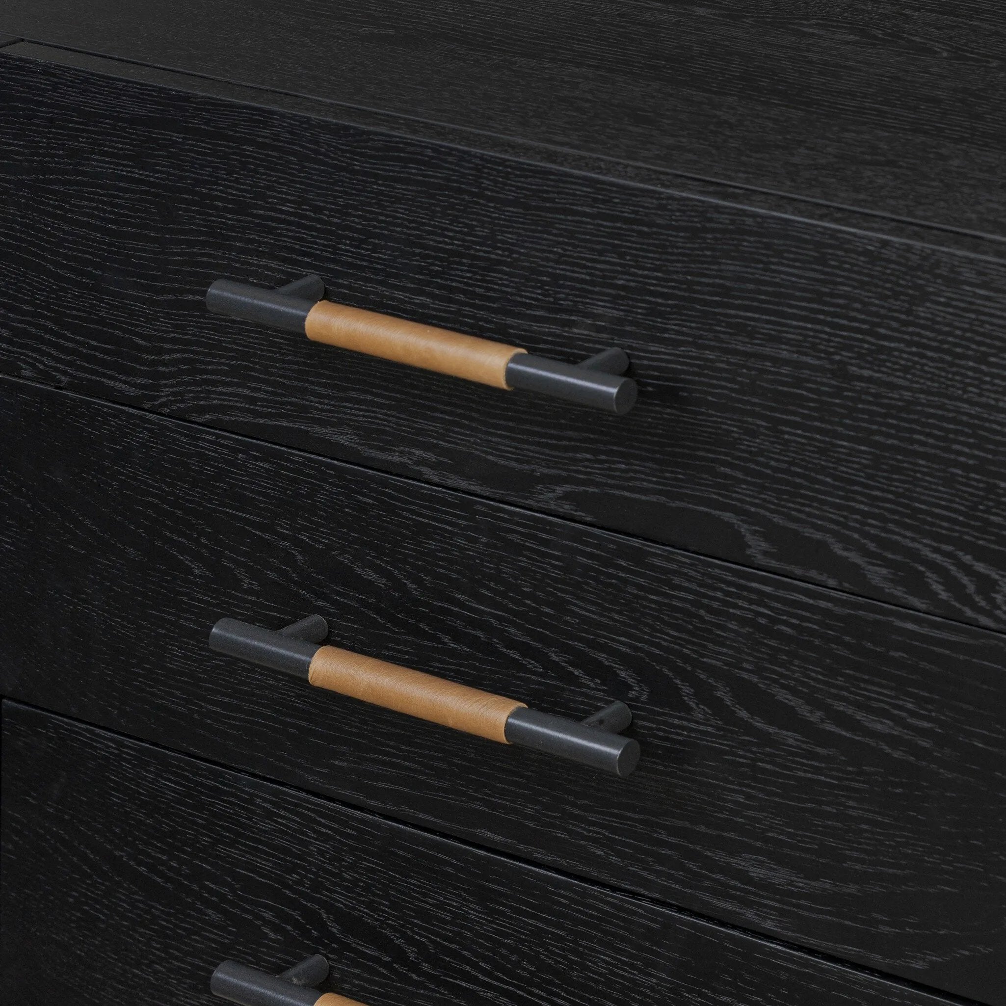 Featuring Rosedale Ebony Oak Veneer Media Console by Four Hands at Amethyst Home. This Rosedale Ebony Oak Veneer Media Console is the perfect addition to any media room or living space. Made with high-quality materials and a sleek design, this media console provides ample storage for all of your media devices. With its ebony oak veneer finish, it is both . Amethyst Home provides interior design, new home construction design consulting, vintage area rugs, and lighting in the Los Angeles metro area.