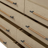 Featuring Rosedale Yucca Oak Veneer 8 Drawer Dresser by Four Hands at Amethyst Home. Introducing our Rosedale Yucca Oak Veneer 8 Drawer Dresser. With its elegant design and luxurious Yucca Oak veneer finish, this dresser is a perfect addition to any bedroom. Featuring 8 spacious drawers, it provides ample storage for your clothing and accessories. Upgrade y. Amethyst Home provides interior design, new home construction design consulting, vintage area rugs, and lighting in the Charlotte metro area.