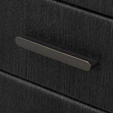 Elevate your bedroom styling with a storage-driven dresser of black-finished oak. A smooth top pairs with eight spacious drawers covered with woven paper cord. The result: a dark, Scandinavian-inspired look that will work into your collection beautifully Amethyst Home provides interior design, new home construction design consulting, vintage area rugs, and lighting in the Des Moines metro area.