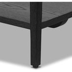 Featuring Rosenell Black Oak Veneer Console Table 60" by Four Hands at Amethyst Home. Elevate your living space or media room with a slim-profile console of black-finished oak. A smooth top pairs with two drawers covered with woven paper cord, while lower open shelving creates bonus storage and display options. The result: a dark, Scandinavian-inspired look . Amethyst Home provides interior design, new home construction design consulting, vintage area rugs, and lighting in the Monterey metro area.