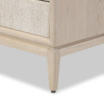 Elevate your bedside storage with a nightstand of light, natural oak. A smooth top pairs with three drawer fronts of woven paper cord for a clean, Scandinavian-inspired look that will work into your bedroom collection beautifully Amethyst Home provides interior design, new home construction design consulting, vintage area rugs, and lighting in the Boston metro area.
