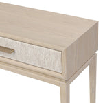 Featuring Rosenell Natural Oak Veneer Console Table 60" by Four Hands at Amethyst Home. Elevate your living space or media room with a slim-profile console of light, natural oak. A smooth top pairs with two drawers covered with woven paper cord, while lower open shelving creates bonus storage and display options. The result: a clean, Scandinavian-inspired . Amethyst Home provides interior design, new home construction design consulting, vintage area rugs, and lighting in the Des Moines metro area.