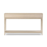 Featuring Rosenell Natural Oak Veneer Console Table 60" by Four Hands at Amethyst Home. Elevate your living space or media room with a slim-profile console of light, natural oak. A smooth top pairs with two drawers covered with woven paper cord, while lower open shelving creates bonus storage and display options. The result: a clean, Scandinavian-inspired l. Amethyst Home provides interior design, new home construction design consulting, vintage area rugs, and lighting in the Nashville metro area.