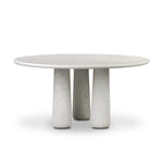 A play in proportion, simple shaping puts the focus on the texture of cast concrete. Three pedestal legs anchor the bullnose-edge top of this outdoor dining table. Cover or store indoors when not in use or during inclement weather Amethyst Home provides interior design, new home construction design consulting, vintage area rugs, and lighting in the Houston metro area.