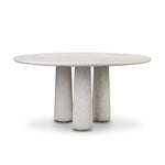 A play in proportion, simple shaping puts the focus on the texture of cast concrete. Three pedestal legs anchor the bullnose-edge top of this outdoor dining table. Cover or store indoors when not in use or during inclement weather Amethyst Home provides interior design, new home construction design consulting, vintage area rugs, and lighting in the Miami metro area.